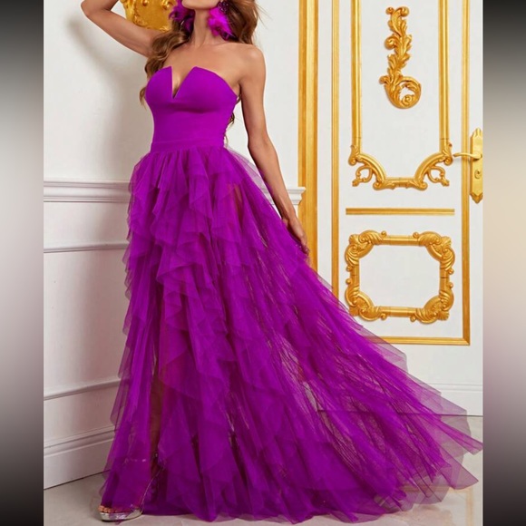 Luxe mesh tube party gown dress - Picture 2 of 6